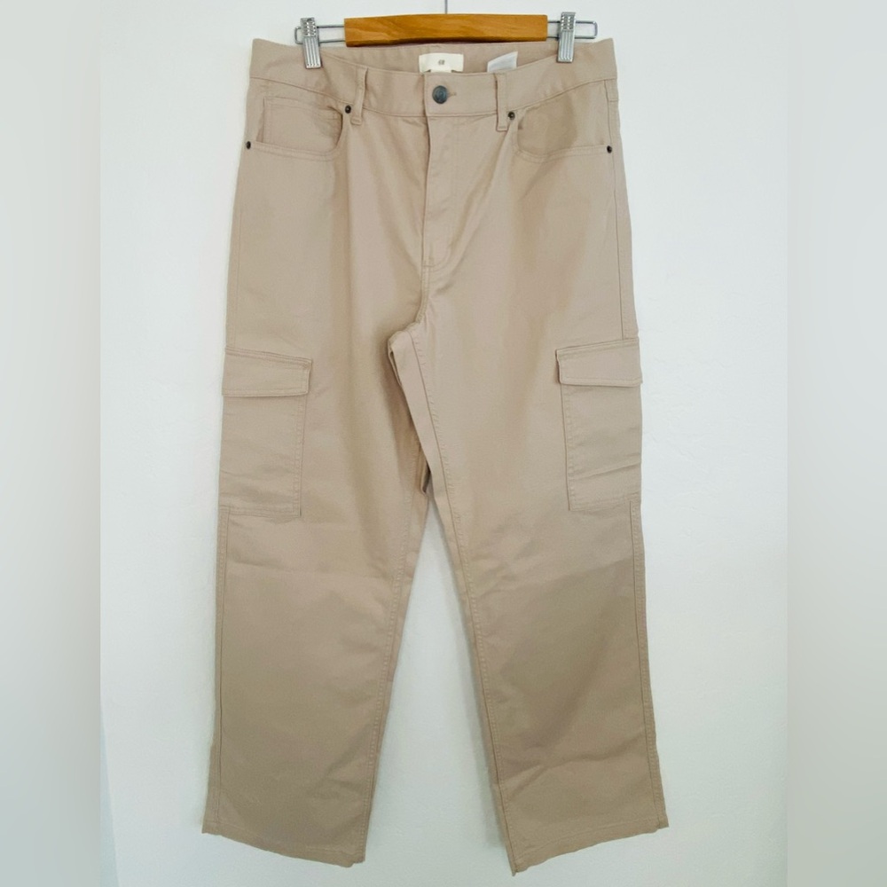 H & M Cargo Pants Women Size 12 Khaki Relaxed Fit Casual Everyday Wear